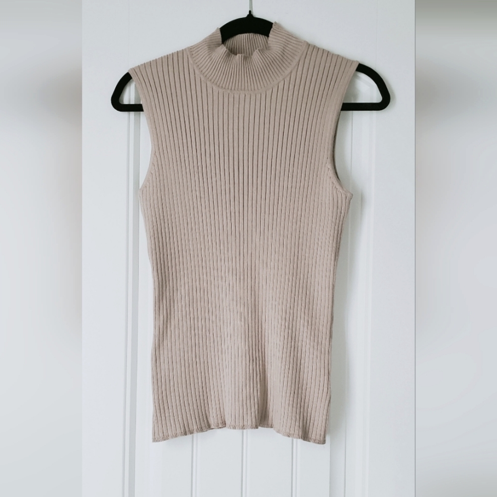 Madison Grey Ribbed Mock Neck Top